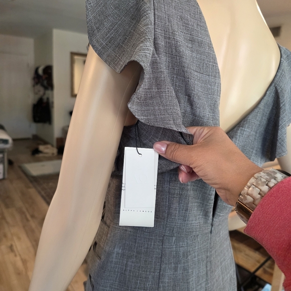 Chic Asymmetrical Ruffle Dress - Gray - Picture 3 of 9